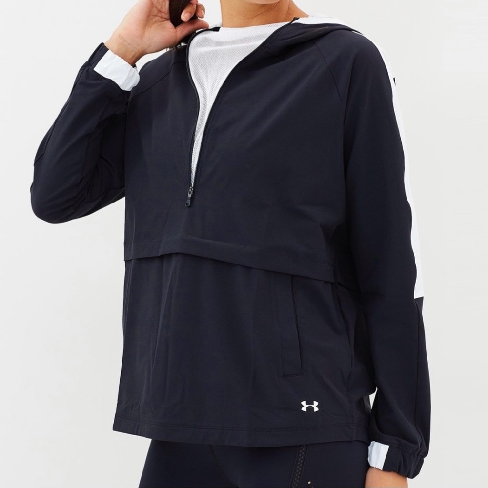 Under Armour Storm Anorak Jacket Black White HeatGear Pullover Sz S LIKE NEW!